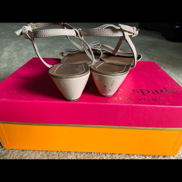$ale Kate Spade Blush Cream Bow Wedges Sz 10 - Picture 4 of 4